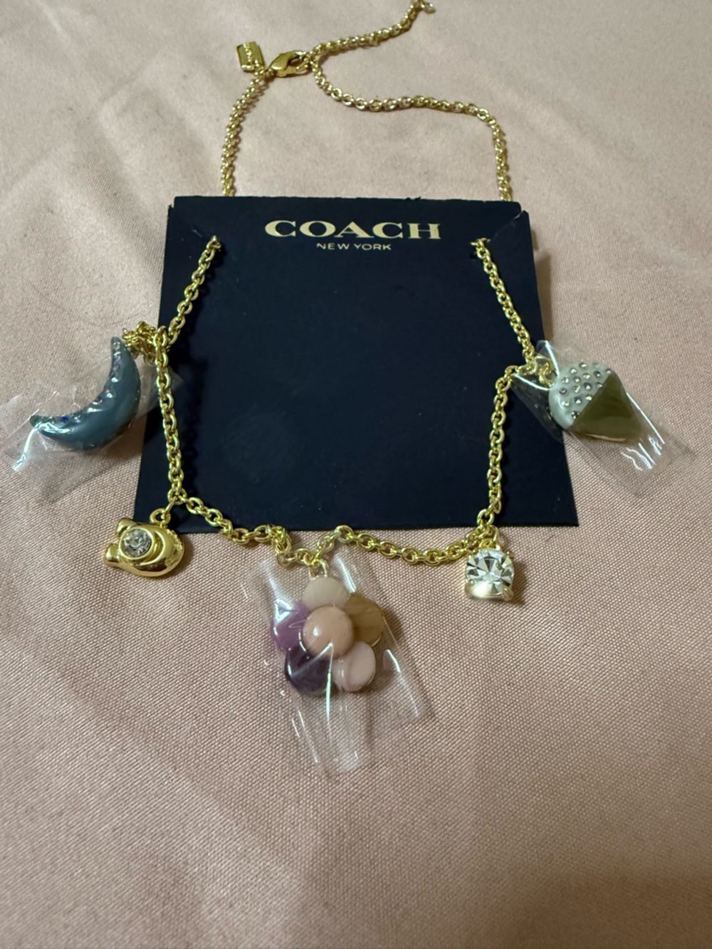 Coach Gold-Tone Multi-Charm choker Necklace 🌺 🍦 🌙
